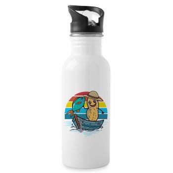 Peanut Rainbow Boat Fish Fish Fisher Nut - Water bottle with straw - white - Right