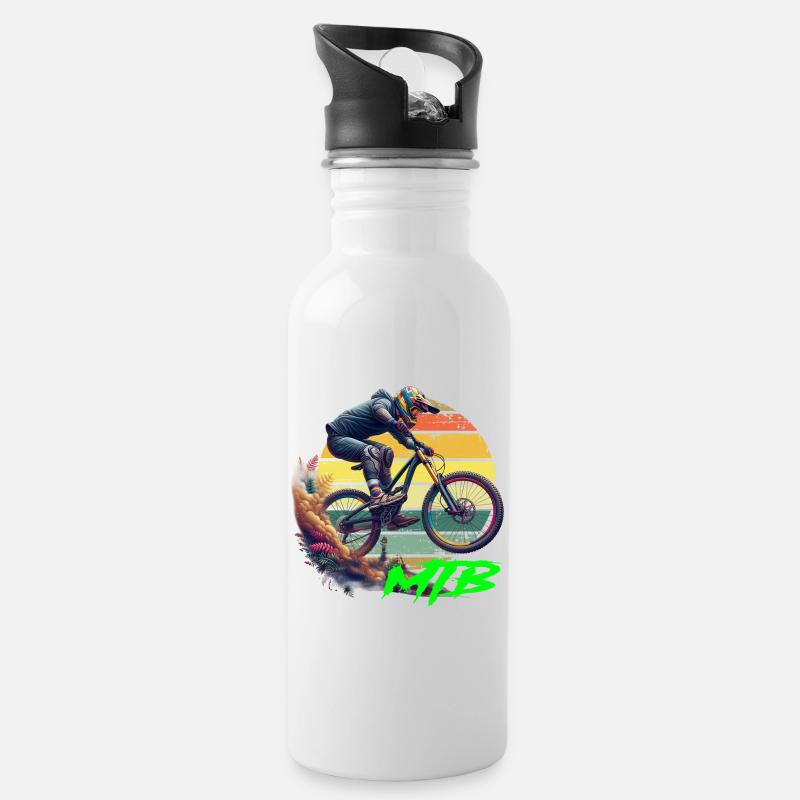 MTB Bike - Trinkflasche mit integriertem Trinkhalm - Weiß