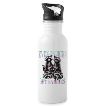 Even Baddies Get Saddies Graphic Raccoon Funny - Water bottle with straw - white - Right