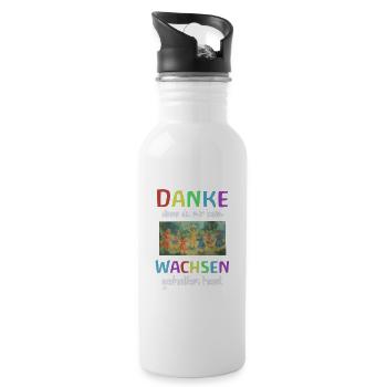 Danke Dass du mir beim wachsen geholfen hast - Trinkflasche mit integriertem Trinkhalm - Weiß - Rechts