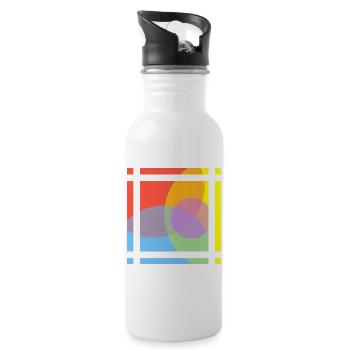 Geometric play of colours - Water bottle with straw - white - Right