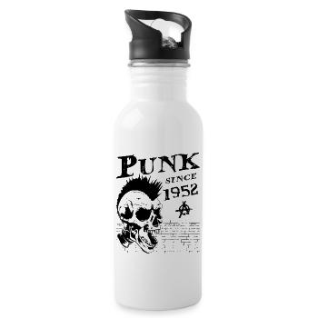 72 Jahre alt und immer noch Punk, Punks nicht tot, Punk - Trinkflasche mit integriertem Trinkhalm - Weiß - Rechts