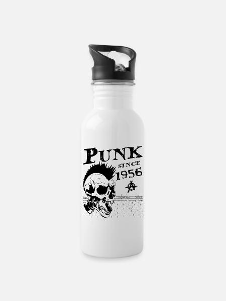 68 Years Old and Still Punk, Punks Not Dead, Punk - Water bottle with straw - white