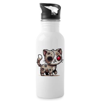 chat kawaii zombie effrayant pour s’amuser à Halloween - Gourde avec paille intégrée - blanc - Droite