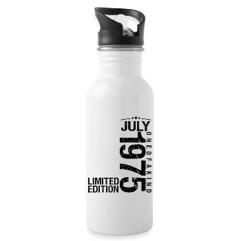 Geburtstag 1975 Juli 1975 Juli 1975 - Trinkflasche mit integriertem Trinkhalm - Weiß - Rechts