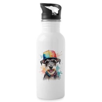 Zwergschnauzer Snapback Cap Hund Tier Design Print - Trinkflasche mit integriertem Trinkhalm - Weiß - Rechts