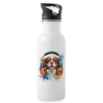 Cavalier King Charles Spaniel Casque Dog Print - Gourde avec paille intégrée - blanc - Droite