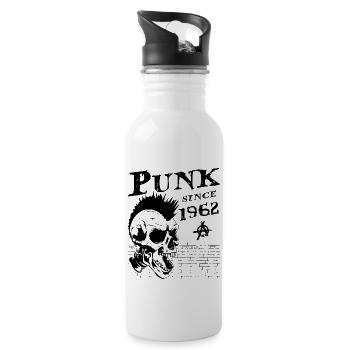 62 Jahre alt und immer noch Punk, Punks nicht tot, Punk - Trinkflasche mit integriertem Trinkhalm - Weiß - Rechts