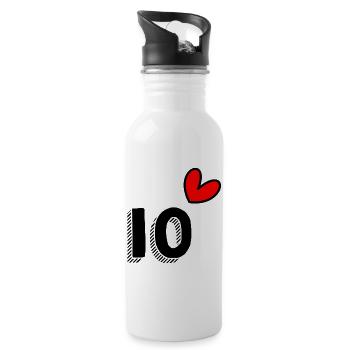 10. 10 ANS. 10e ANNIVERSAIRE. ANNIVERSAIRE 10 ANS. - Gourde avec paille intégrée - blanc - Droite