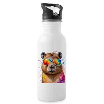 Lunettes de soleil Capybara Capy Colorful Animal Design Print - Gourde avec paille intégrée - blanc - Droite