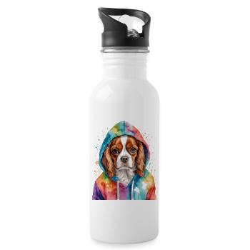 Cavalier King Charles Spaniel Sweat à capuche imprimé chien - Gourde avec paille intégrée - blanc - Droite