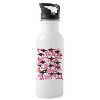 Ocean Camouflage – marine life in camouflage style - Water bottle with straw - white - Right