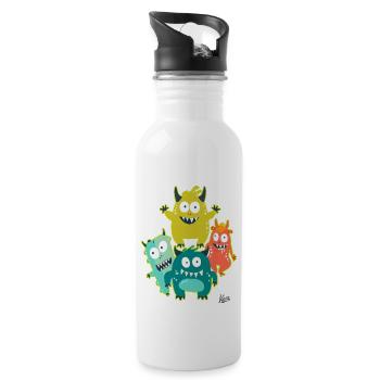 little funny monster friends - Water bottle with straw - white - Right