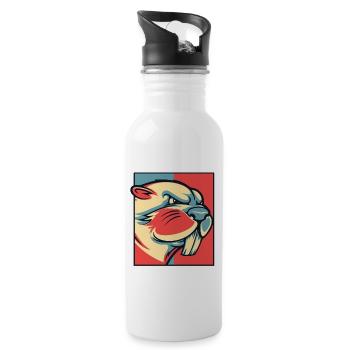 Biber Portrait Castor canadensis Nordamerika - Trinkflasche mit integriertem Trinkhalm - Weiß - Rechts