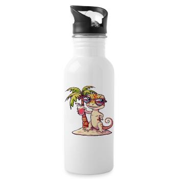Bande dessinée Lizard Summer Beach - Gourde avec paille intégrée - blanc - Droite