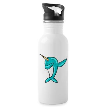 Dabbing Narwhal Funny Unicorn Of The Sea Dab Cool - Water bottle with straw - white - Right