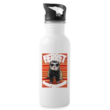Ferret Coolest Pet On Earth Retro Sunglasses - Trinkflasche mit integriertem Trinkhalm - Weiß - Rechts