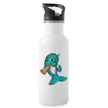 Not A Unicorn Funny Narwhal Deep Sea Creature Cool - Water bottle with straw - white - Right
