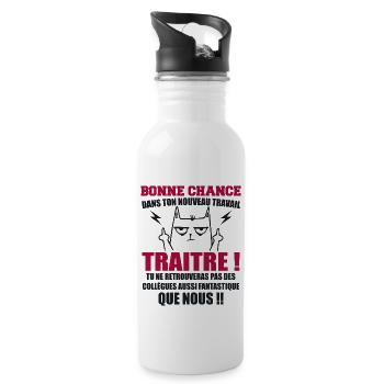 Departure Colleague Coworkers Gift Traitor Cat - Water bottle with straw - white - Right