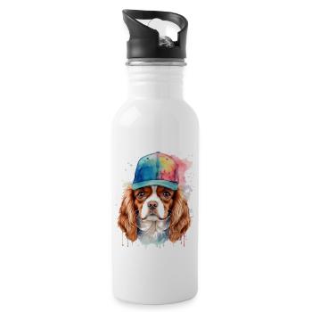 Cavalier King Charles Spaniel Snapback Cap Dog - Water bottle with straw - white - Right
