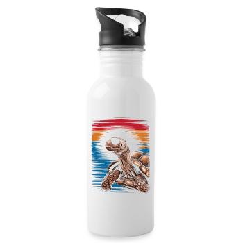 Tortoise Coolest Pet On Earth Retro Sunglasses - Water bottle with straw - white - Right
