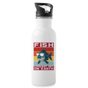 Poisson Le Plus Cool Pet Sur Terre Lunettes De Soleil Rétro Drôle - Gourde avec paille intégrée - blanc - Droite