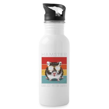 Hamster Coolest Pet On Earth Retro Sunglasses - Water bottle with straw - white - Right