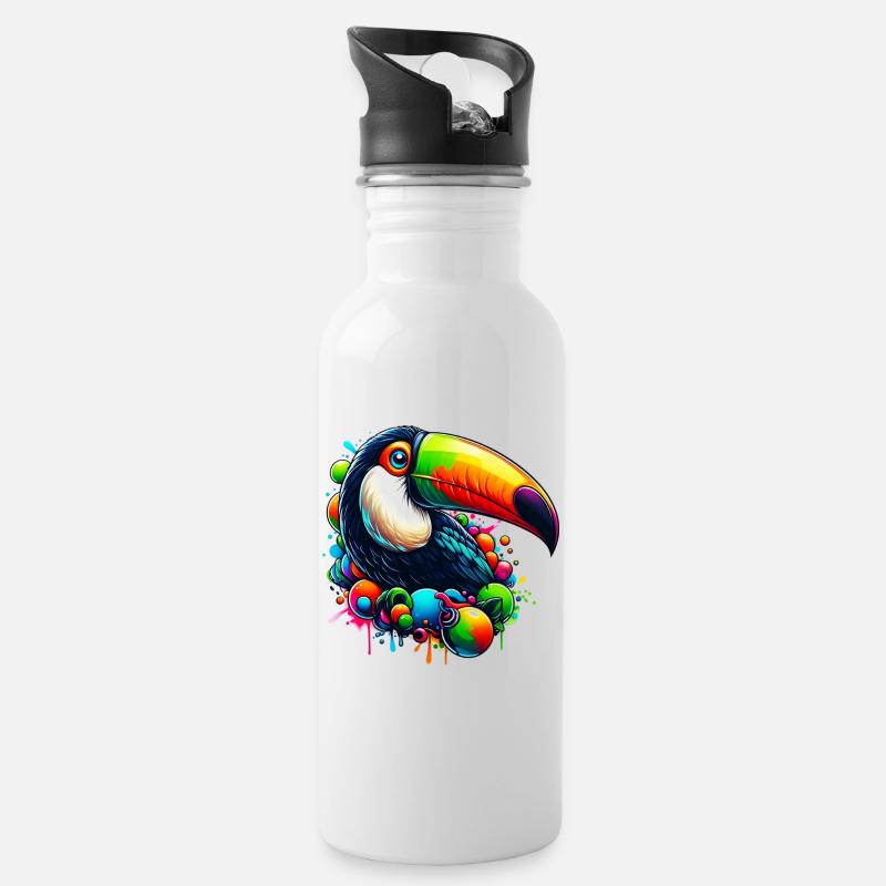 Tukan - Trinkflasche mit integriertem Trinkhalm - Weiß