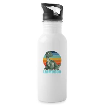 Liamodon Geschenkidee für Liam - Trinkflasche mit integriertem Trinkhalm - Weiß - Rechts