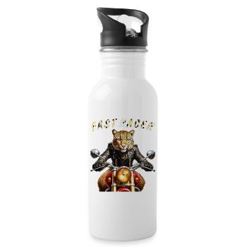 LEOPARD MOTORCYCLE FAST RACER - Water bottle with straw - white - Right