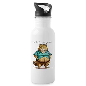 FAT CAT BIG LOVE - Water bottle with straw - white - Right