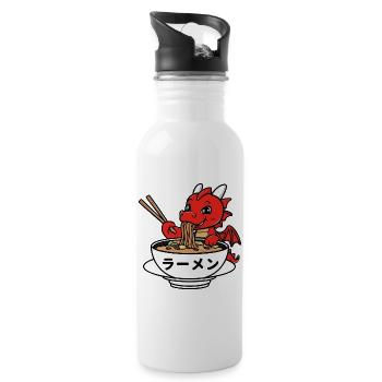 Cute dragon enjoying Japanese ramen - Water bottle with straw - white - Right