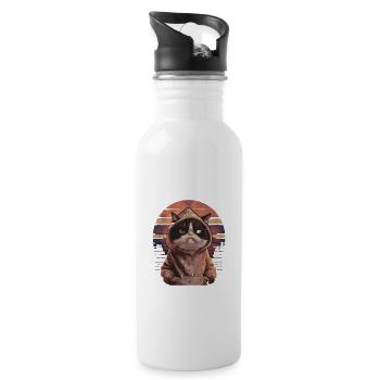 Lustiger Katzen Spruch Nen Scheiss muss ich - Trinkflasche mit integriertem Trinkhalm - Weiß - Rechts