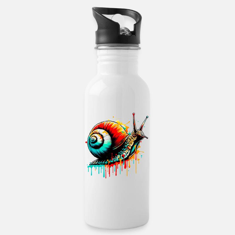 Schnecke - Trinkflasche mit integriertem Trinkhalm - Weiß