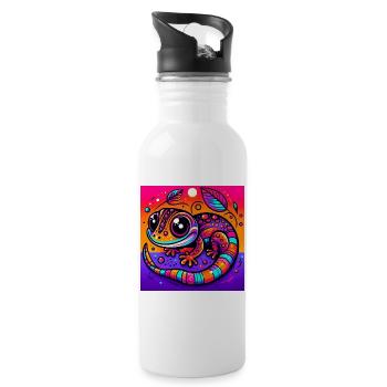 Gecko - Trinkflasche mit integriertem Trinkhalm - Weiß - Rechts