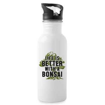 Life is Better with a Bonsai Penjing Indoor - Water bottle with straw - white - Right