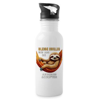 STAY CHILL, LET THE OTHERS TOIL - Water bottle with straw - white - Right