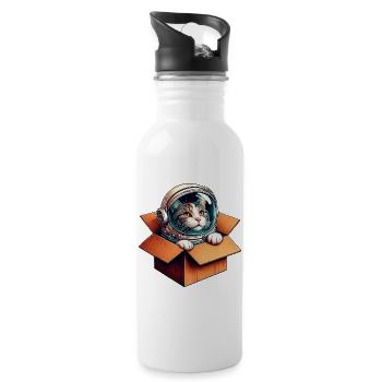 Astronaut Katze - Trinkflasche mit integriertem Trinkhalm - Weiß - Rechts