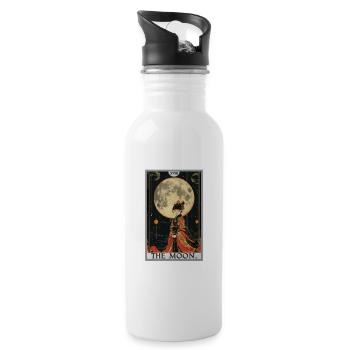 Tarotkarten Tarotkarte The Moon Der Mond - Trinkflasche mit integriertem Trinkhalm - Weiß - Rechts