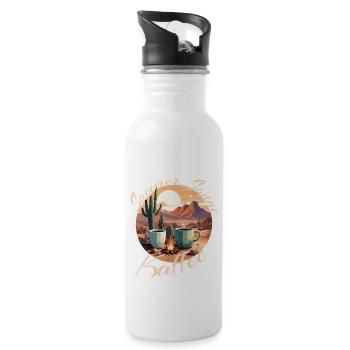 Sommer Sonne Kaffee und Kakteen - Trinkflasche mit integriertem Trinkhalm - Weiß - Rechts