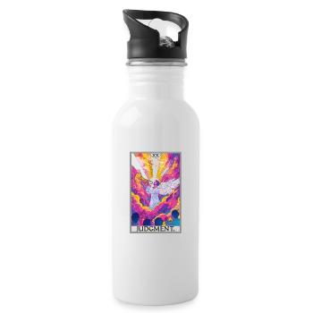 Tarotkarten Tarotkarte 20 Judgment Gericht - Trinkflasche mit integriertem Trinkhalm - Weiß - Rechts