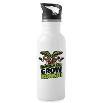 Keep Calm And Grow Bonsai Bonsai Pots Penjing - Water bottle with straw - white - Right