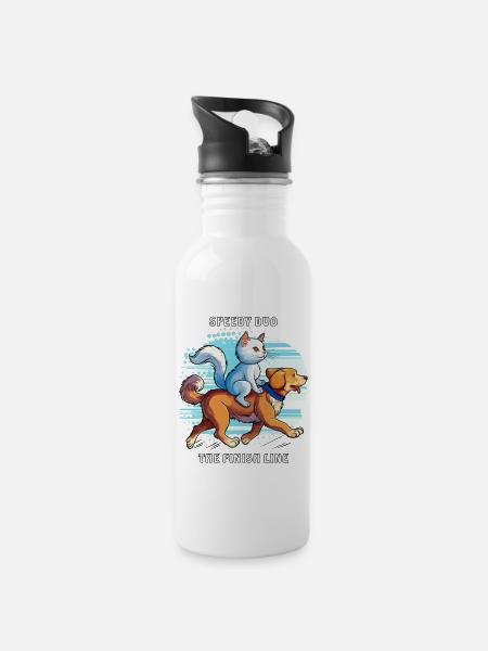 HUND KATZE SPEEDY DUO THE FINISH LINE - Trinkflasche mit integriertem Trinkhalm - Weiß