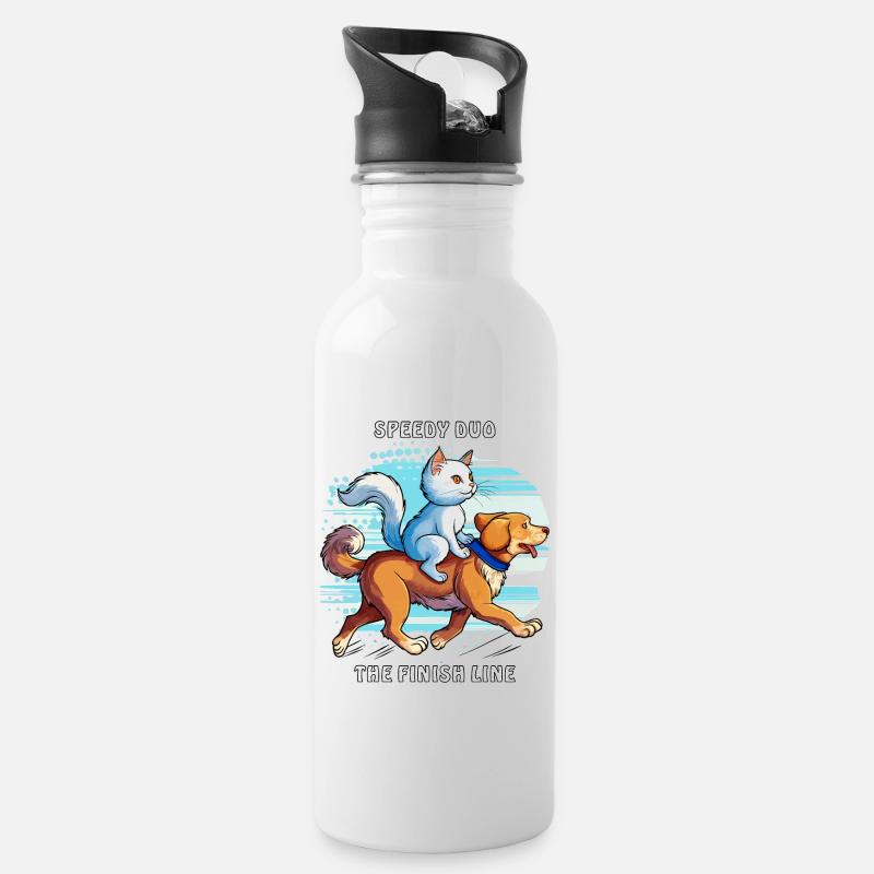 HUND KATZE SPEEDY DUO THE FINISH LINE - Trinkflasche mit integriertem Trinkhalm - Weiß