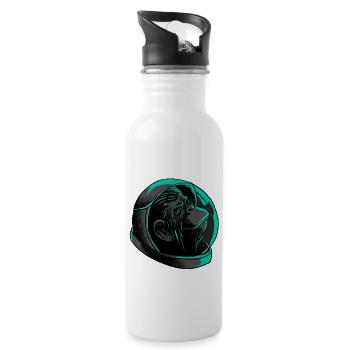 Cool Astronaut Monkey Head T-Shirt - Funny Ape - Water bottle with straw - white - Right