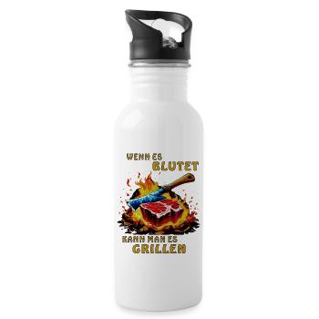 STEAK IF IT BLEEDS YOU CAN GRILL IT - Water bottle with straw - white - Right