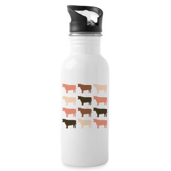 Kühe - Trinkflasche mit integriertem Trinkhalm - Weiß - Rechts