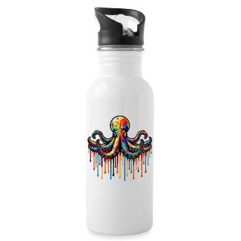 Octopus - Water bottle with straw - white - Right