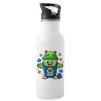 MÜLLTONNEN - Trinkflasche mit integriertem Trinkhalm - Weiß - Rechts