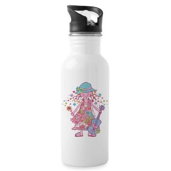 Hippie Girl - Water bottle with straw - white - Right